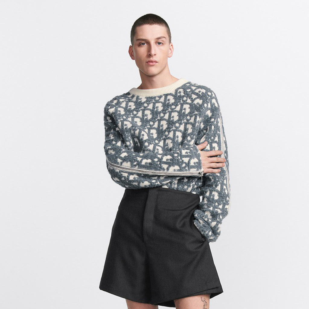 Dior Men's Spring. Autumn and Winter Oblique Printed Round Neck Long Sleeve Solid Color Fitted Sweater #72184