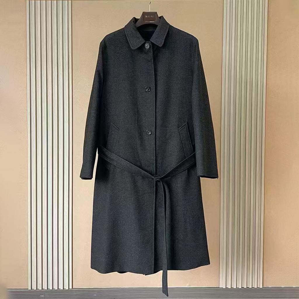 Loro Piana Men's Reversible Double-Faced Coat with Belt. Single-Button Lapel. Long Fit Jacket Ngvp #2336