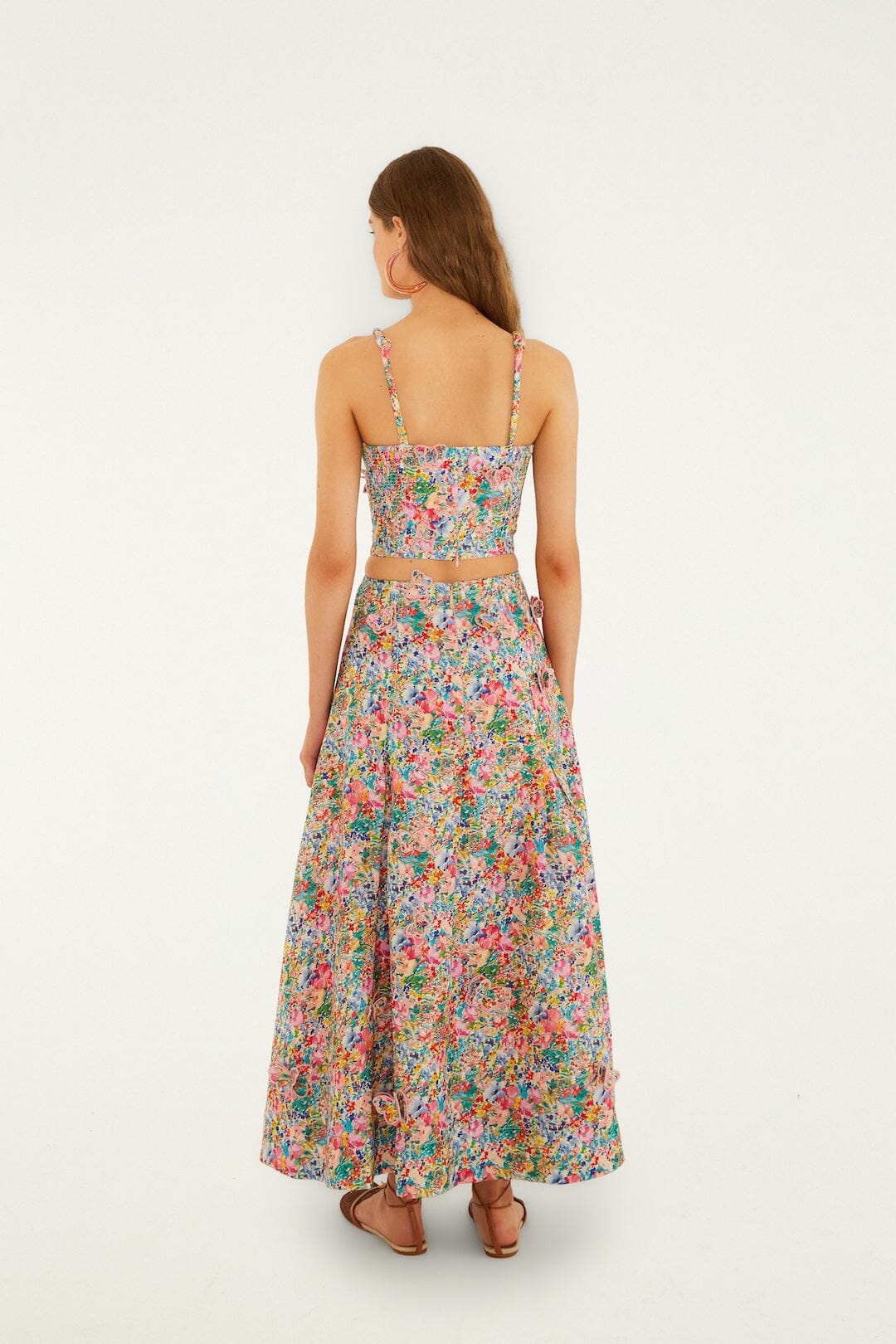 Off-White Peasant Floral Butterflies  Maxi Skirt