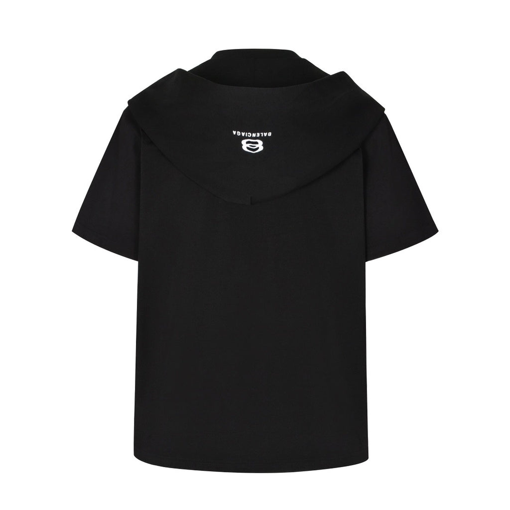 Balenciaga Men's and Women's Summer Solid Color Hooded Two-Piece Short Sleeve T-Shirt #77219