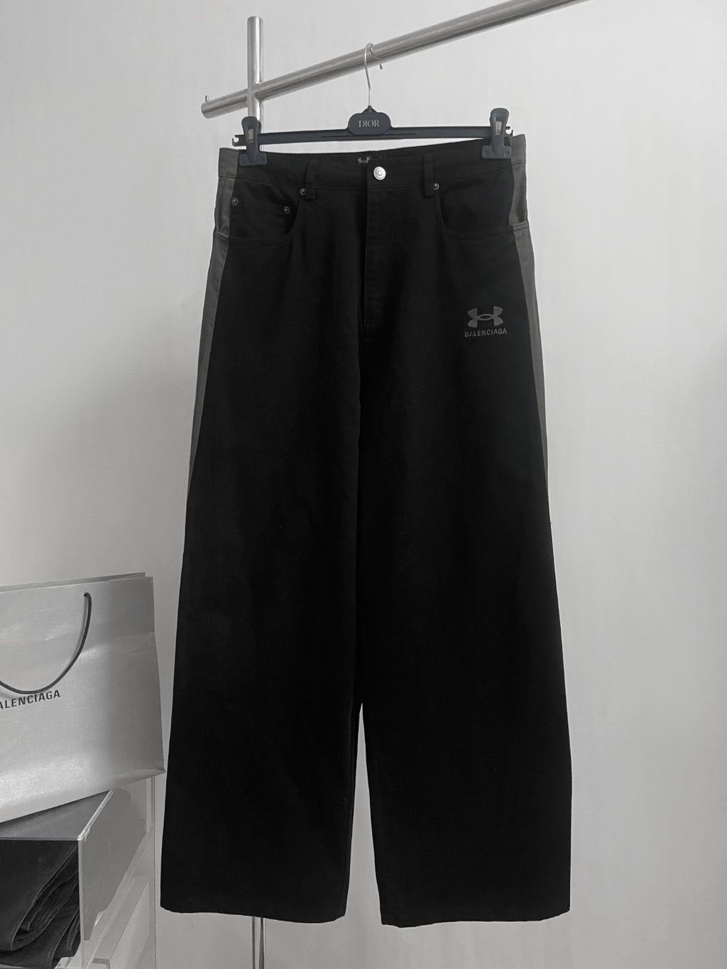 Balenciaga Men's Spring & Autumn Logo Printed Solid Color Lace-Up Mid-Rise Straight Leg Casual Pants #74653