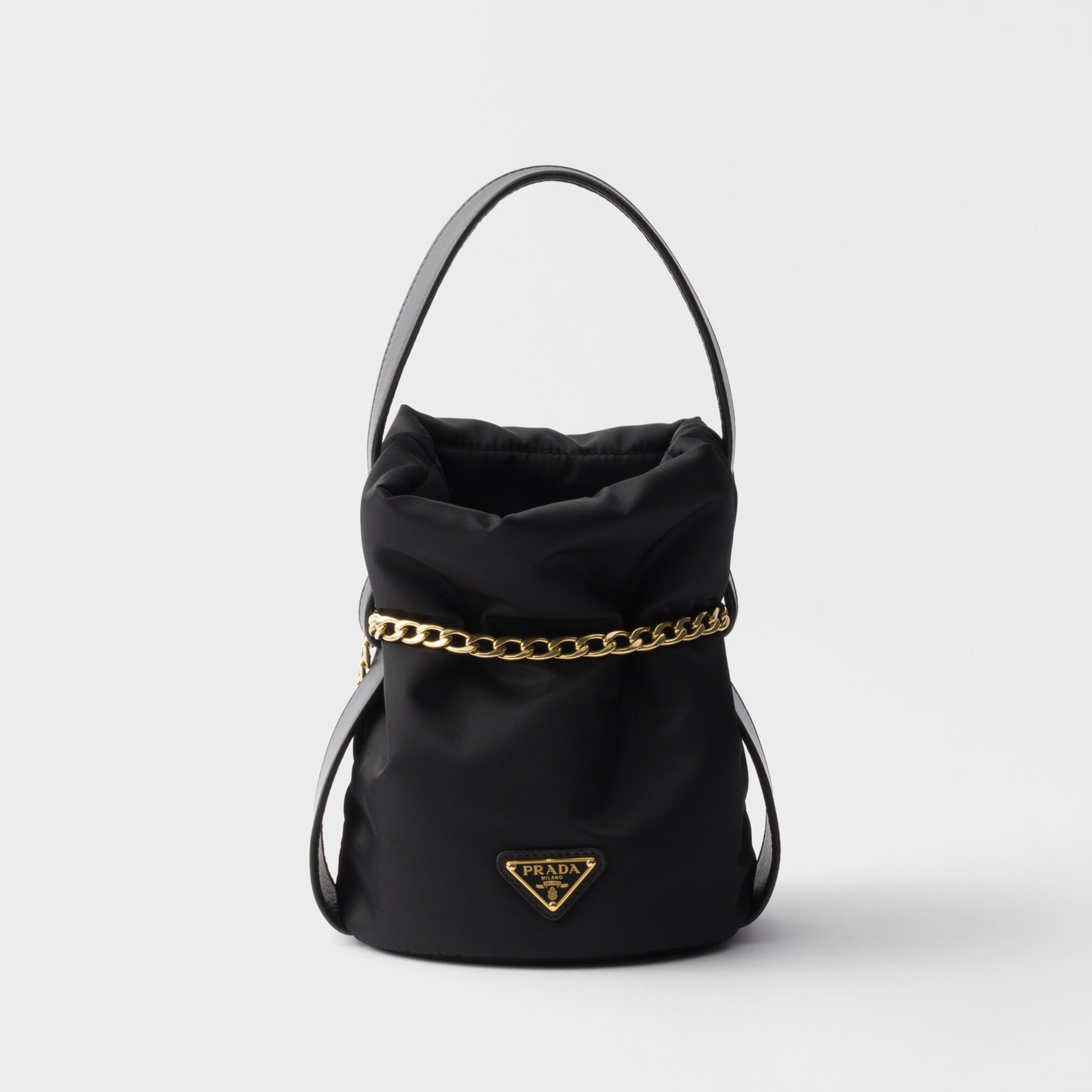 Prada Women's Solid Color Petit Sac Noir Re-Nylon with Nappa Leather Mini Shoulder Bag Bucket Tote Bags #78128