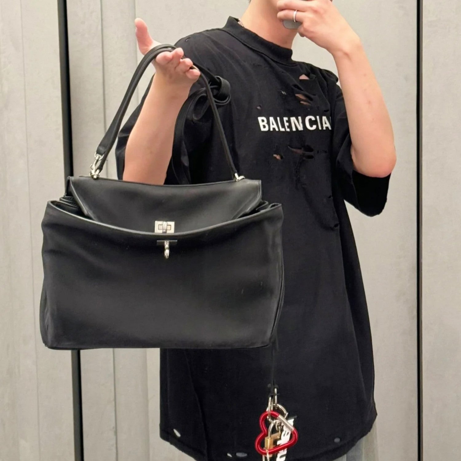 Balenciaga Men's Women's Summer Black Retro Torn High Street Large Silhouette Letter Logo Short Sleeve T Shirt #99292