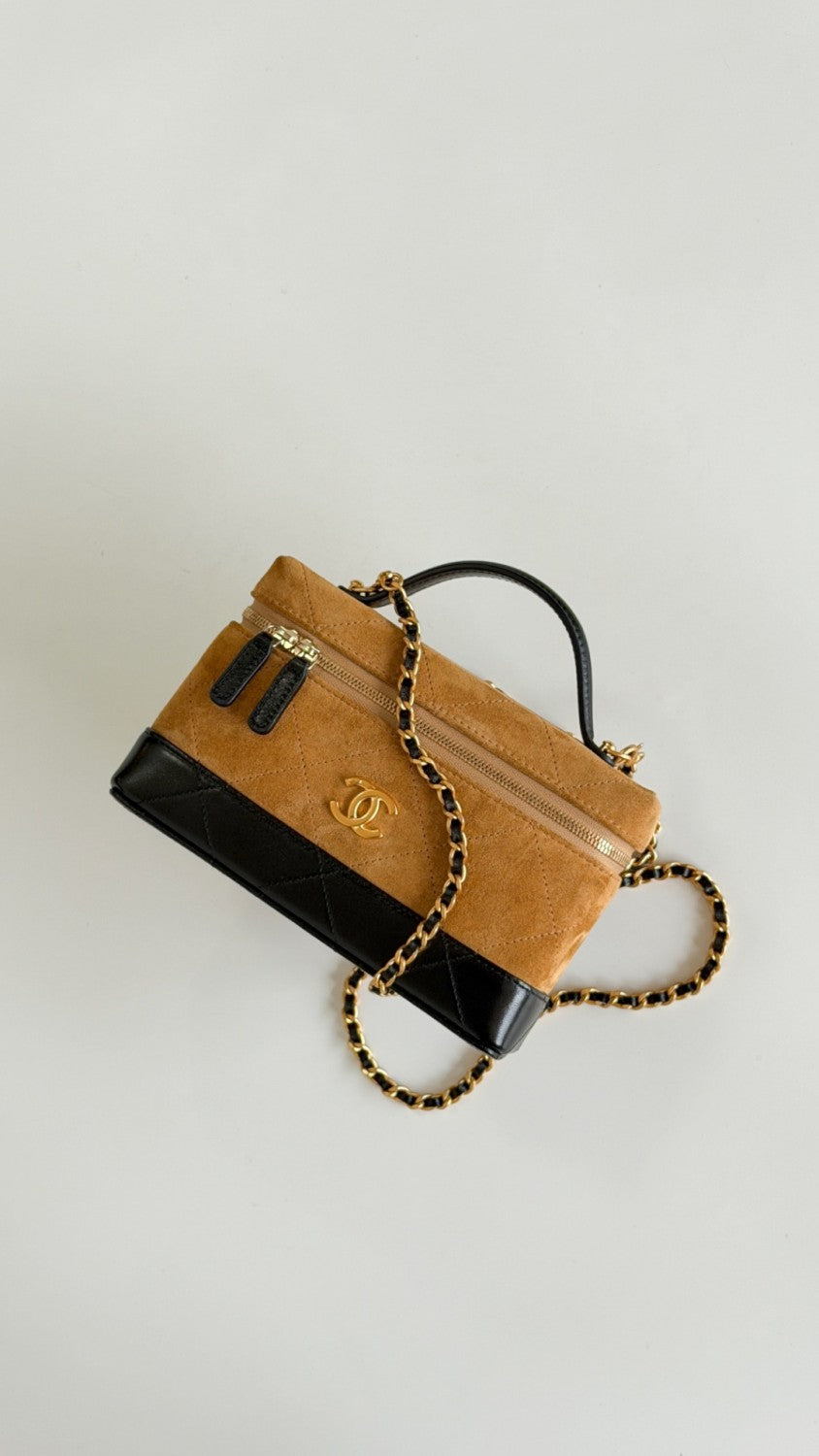 Chanel Suede Calfskin Colorblock Bag #377243