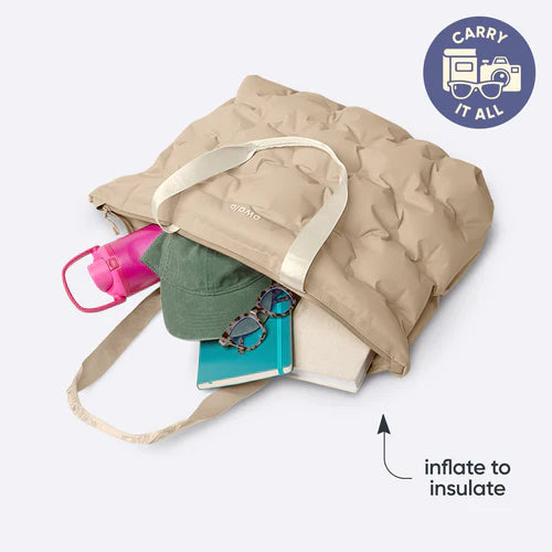 Owala The Cloud Inflatable insulation. Packs flat. 16L capacity Beige Babe