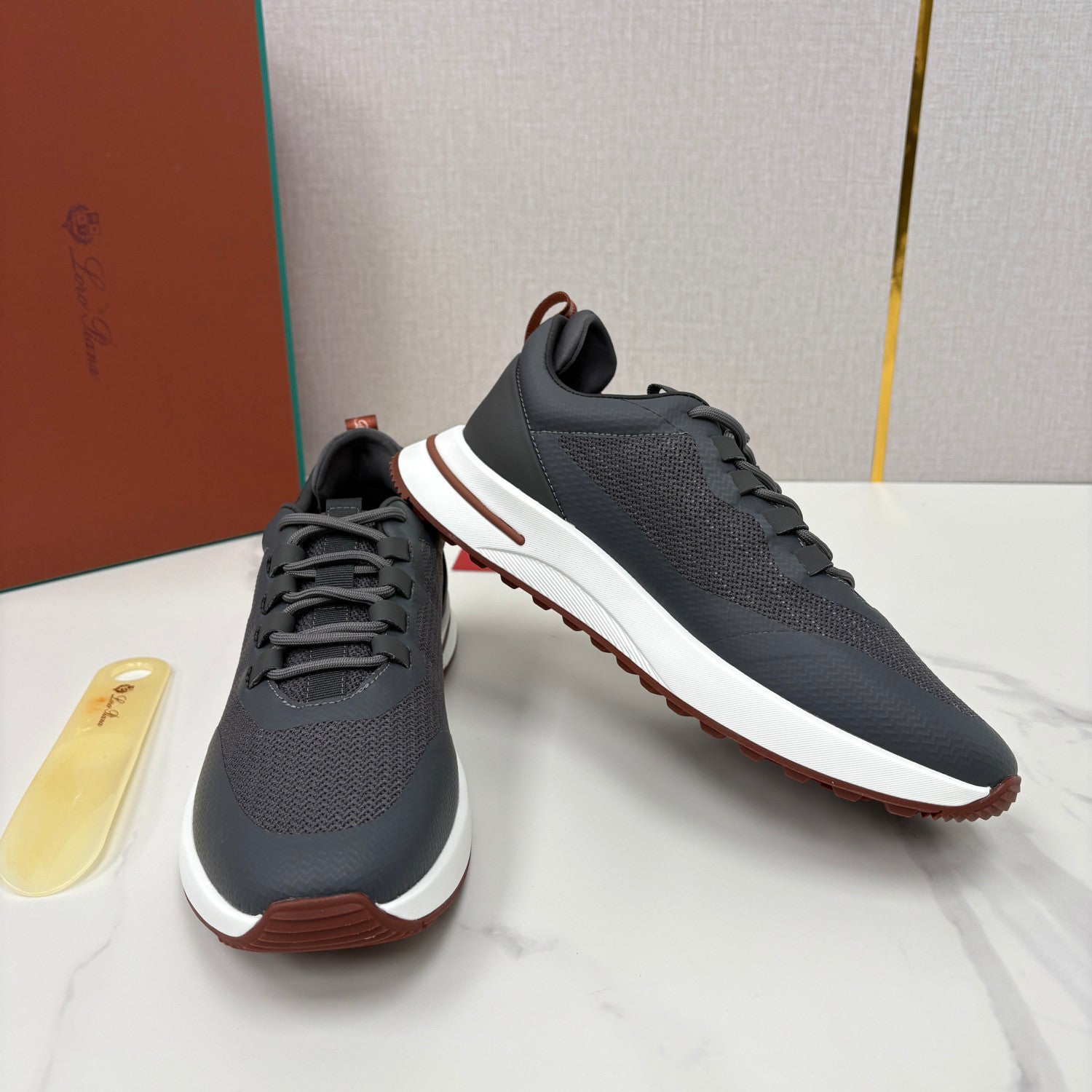 Loro Piana Week End Walk Mesh Cowhide Suede Casual Sneakers #381648