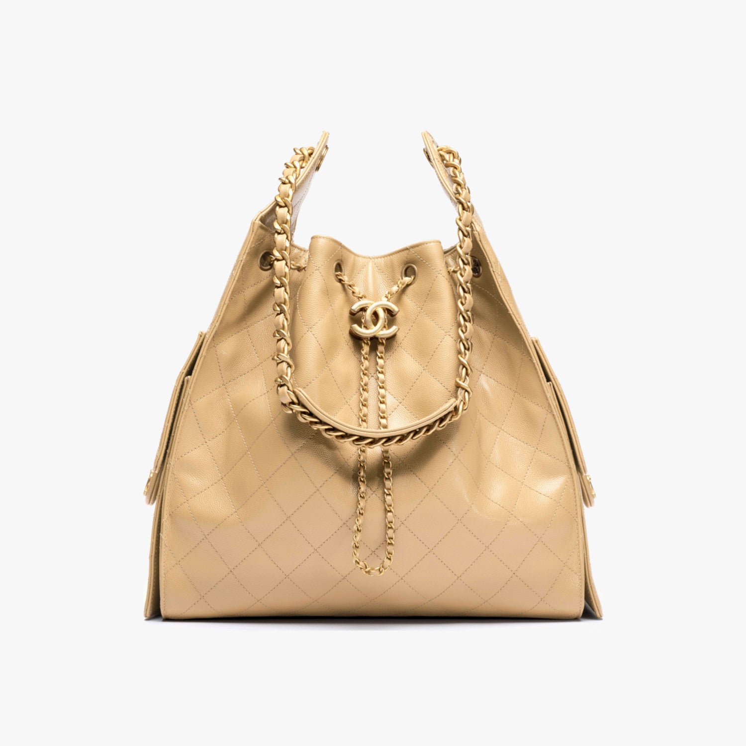Chanel Women's Classic Double C Logo Solid Color Cowhide & Leather Tote Shoulder Bag Bags #77978