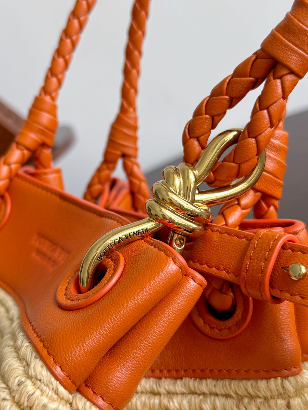Bottega Veneta Small Parachute Women's Adjustable Detachable Shoulder Strap Raffia And Leather Shoulder Bag Handbag Bags #77633
