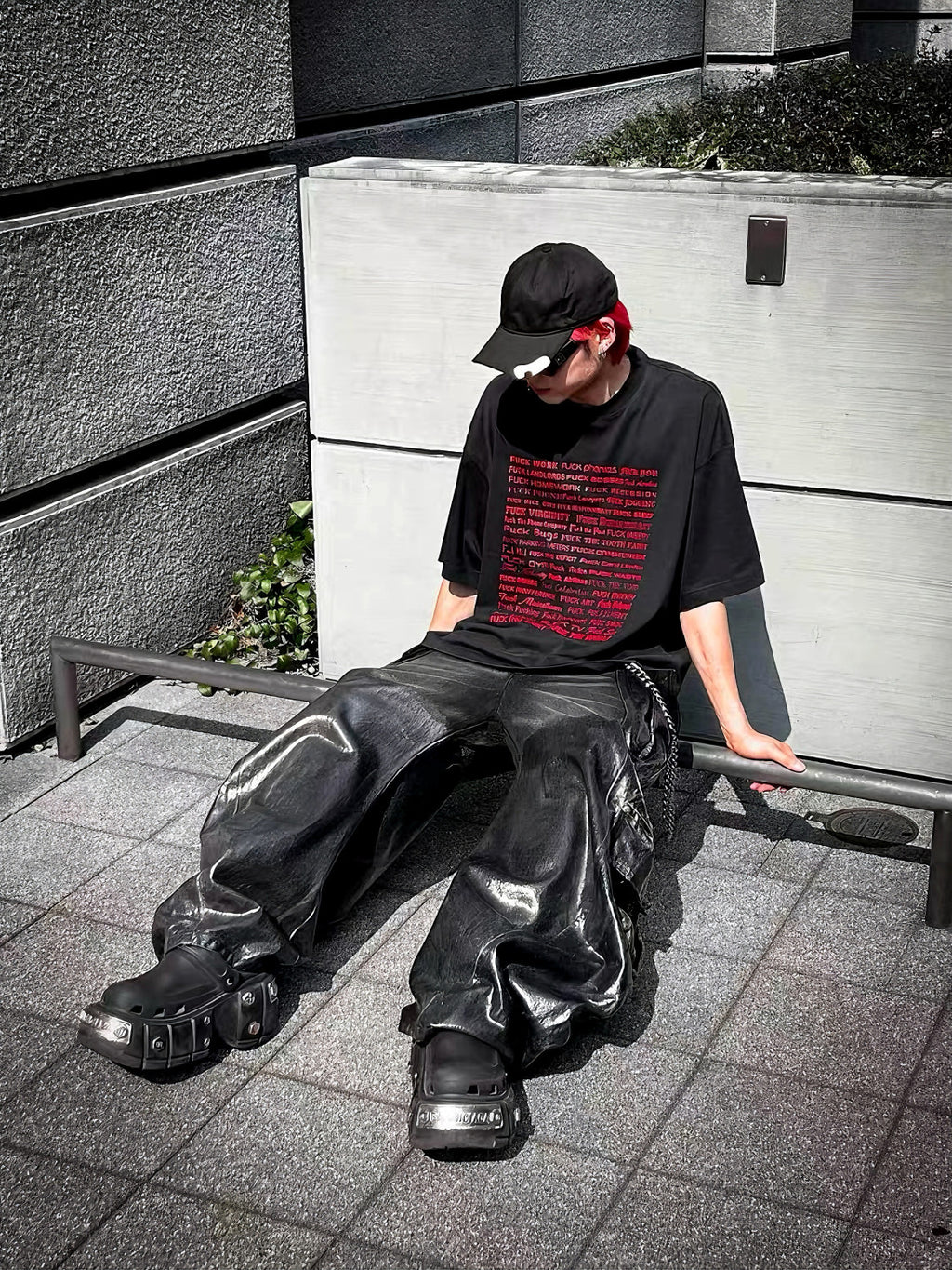 Vetements F*ck Letter Print Loose Fit Short Sleeve T-shirt Tee Men's Spring And Summer Retro High Street Trend Black Casual Top Ngvp #2479