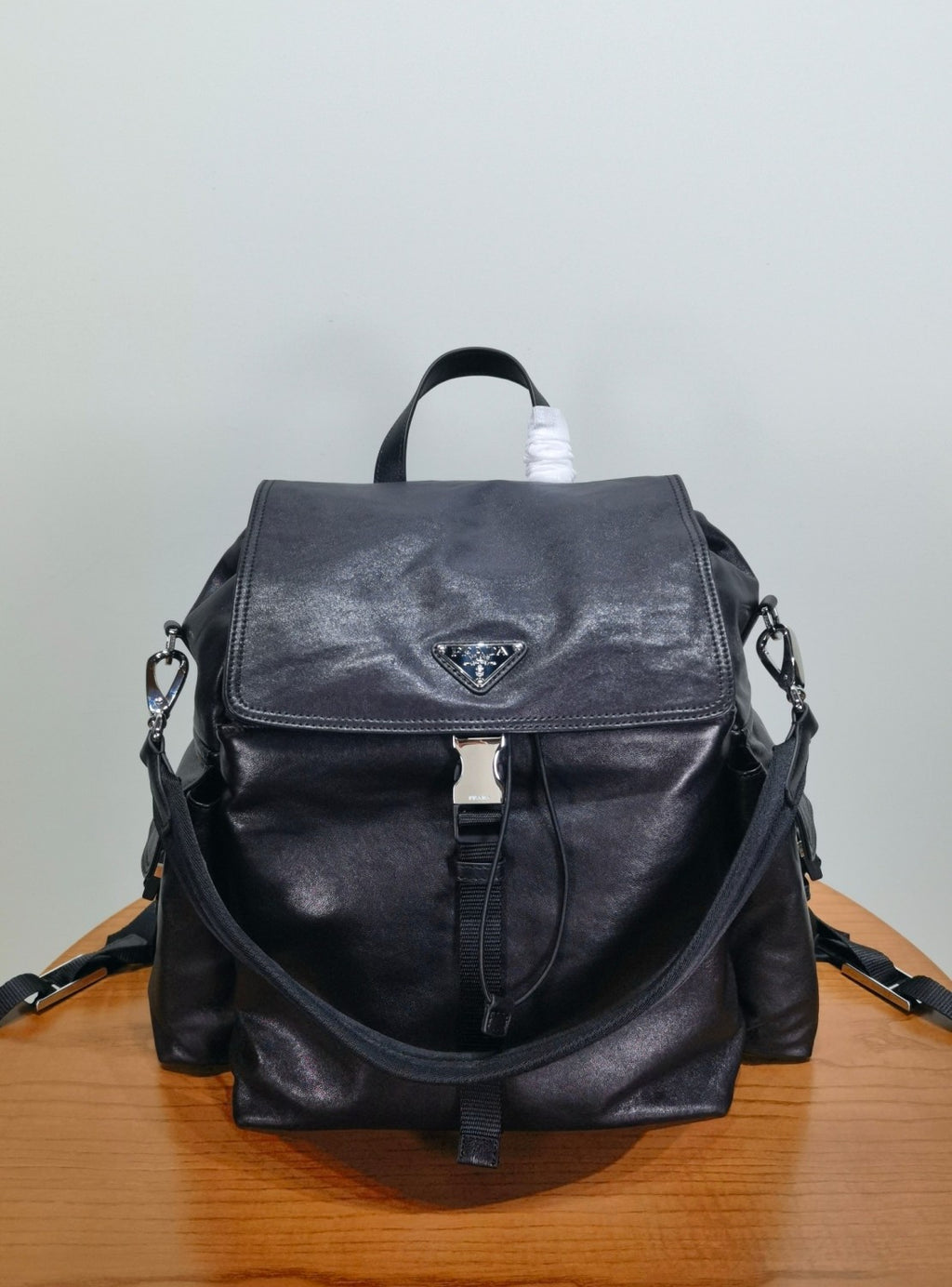 PRADA Black Prada Explore Leather Backpack #379556