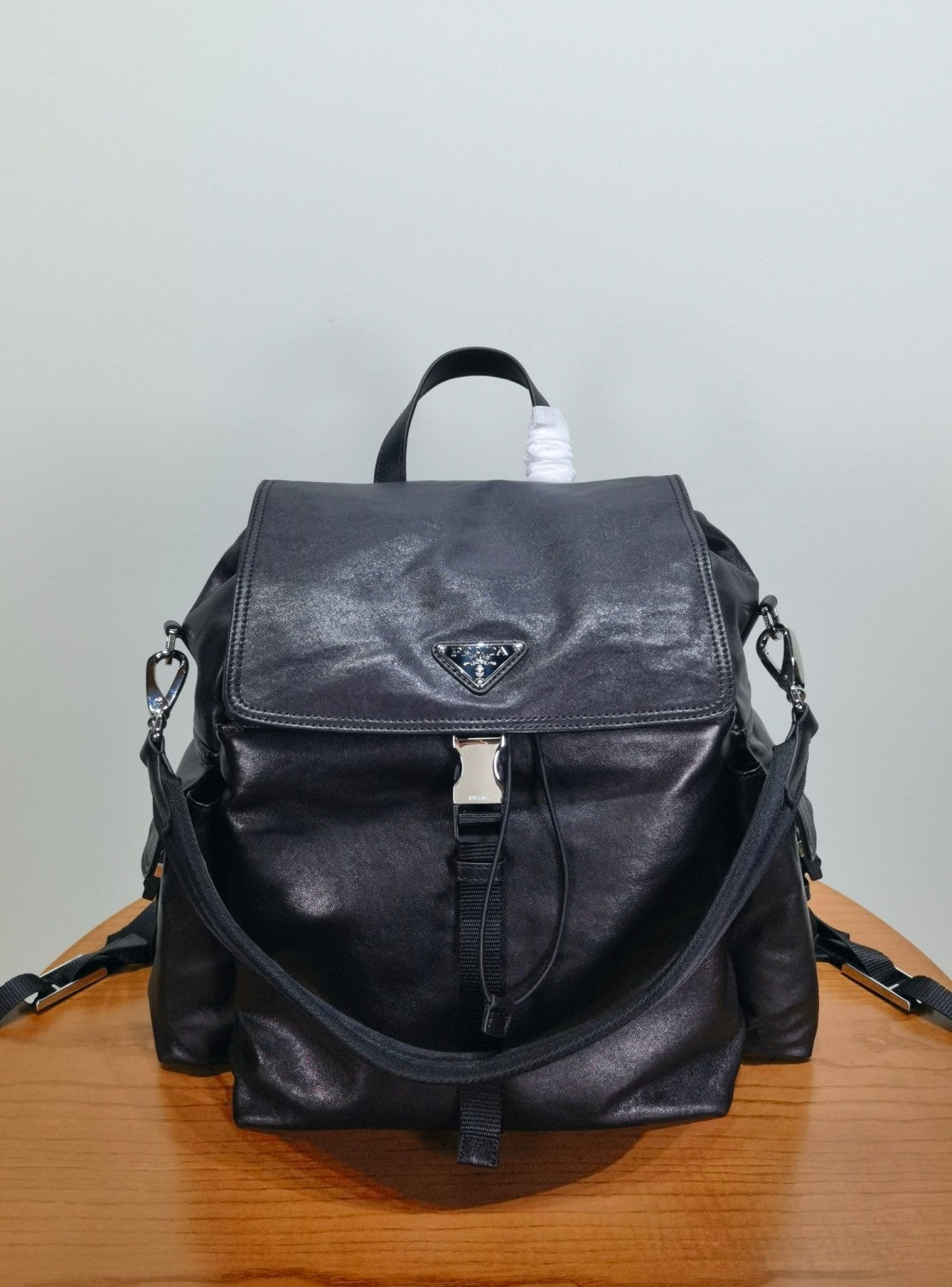 PRADA Black Prada Explore Leather Backpack #379556