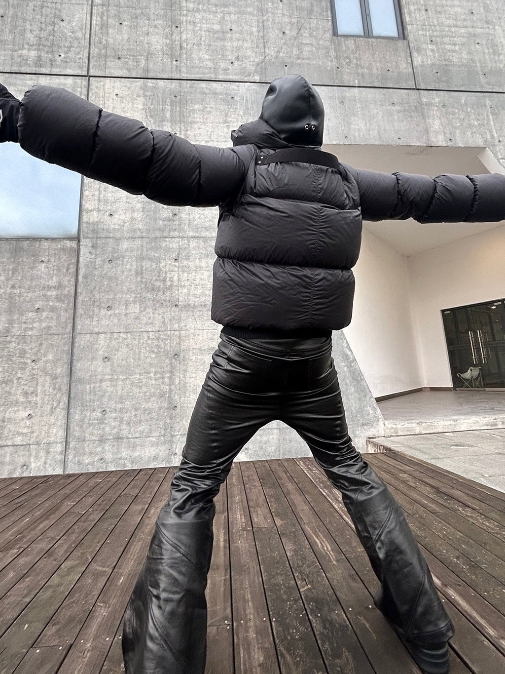 Rick Owens Men's Women's Fall And Winter Dark Windproof Scarf Down Jacket Thickened Warm Short Ultra-long-sleeved Zipper Down Jacket Ngvp #2494