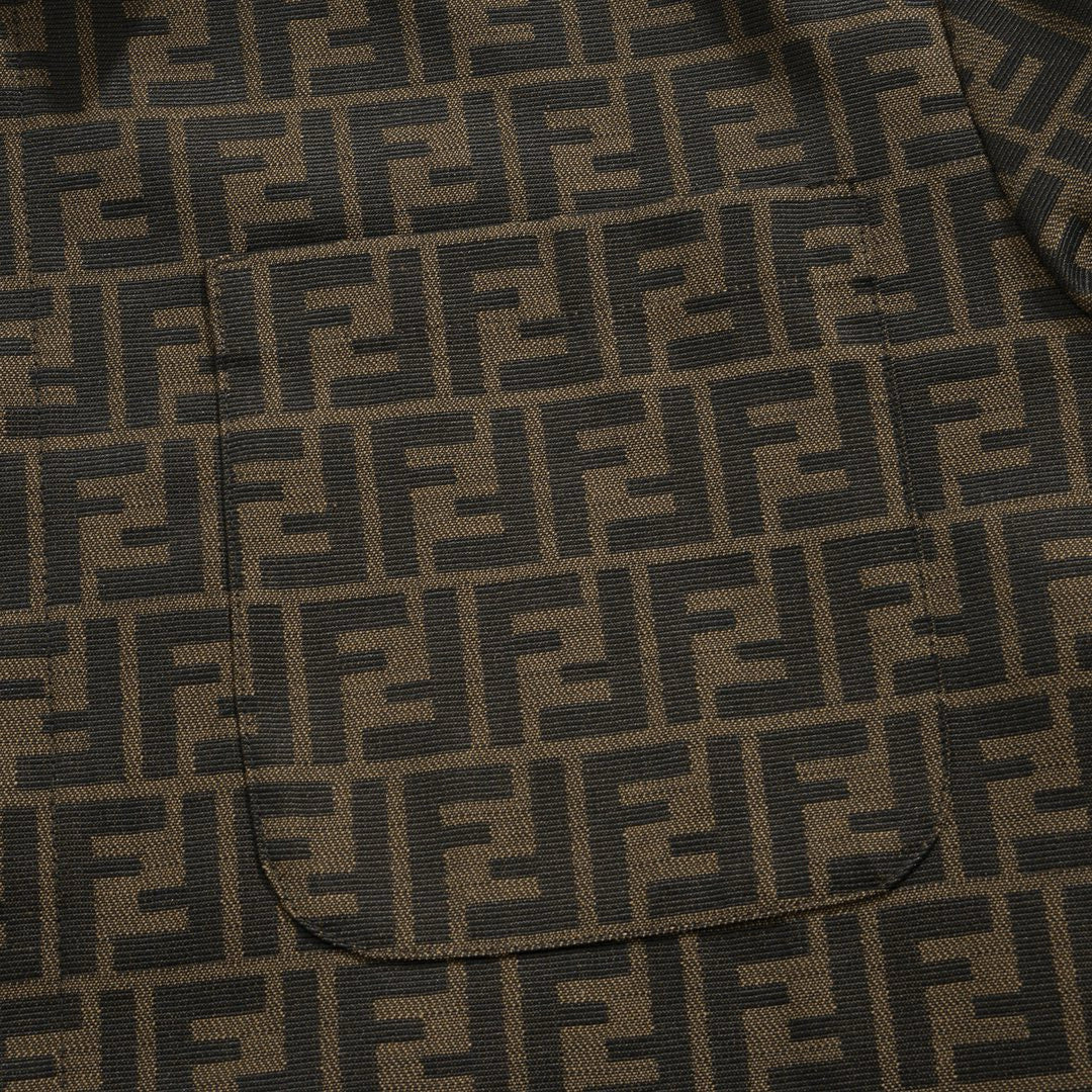 Fendi Men's Autumn Logo Printed Single Breasted Lapel Jacket #97492