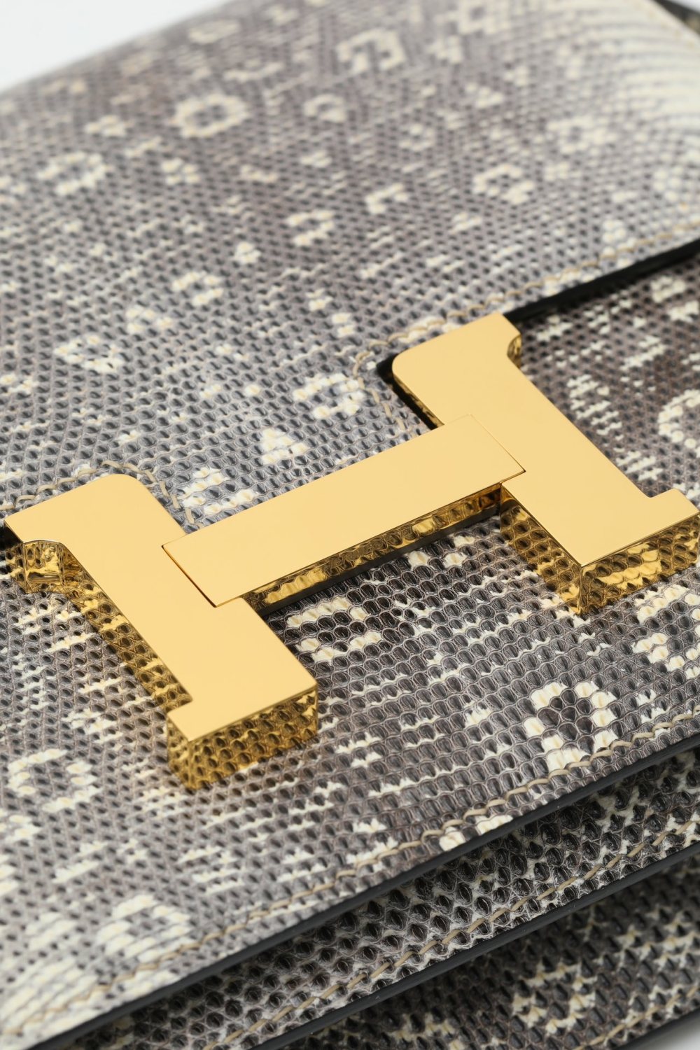 Hermes Constance 19 CJ19 Women's Metal Buckle Lizard Leather Shoulder Crossbody Bag Bags #76869