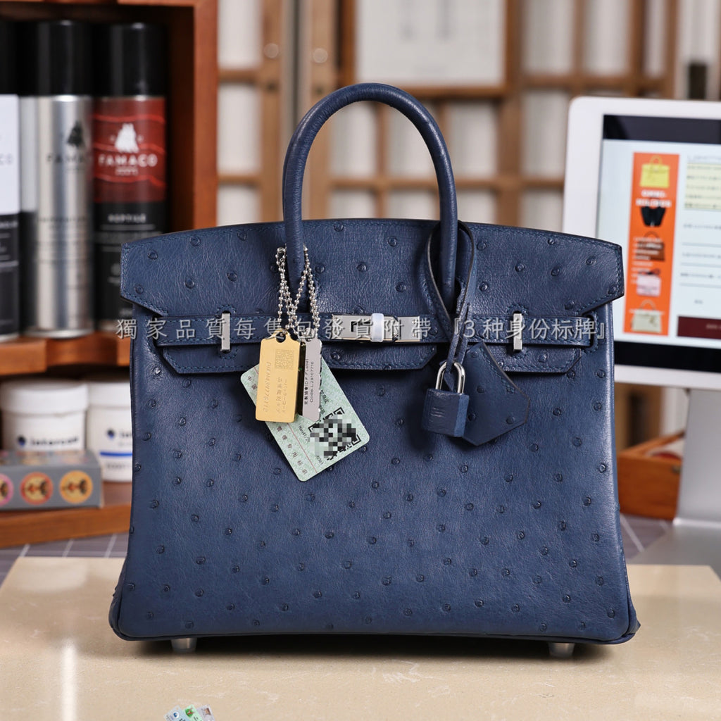 Hermes Women's Birkin 25 Ostrich Leather Platinum Bag With Silver Buckle Handbag Casual Solid Color Bag Bags H041944CK94 #2137