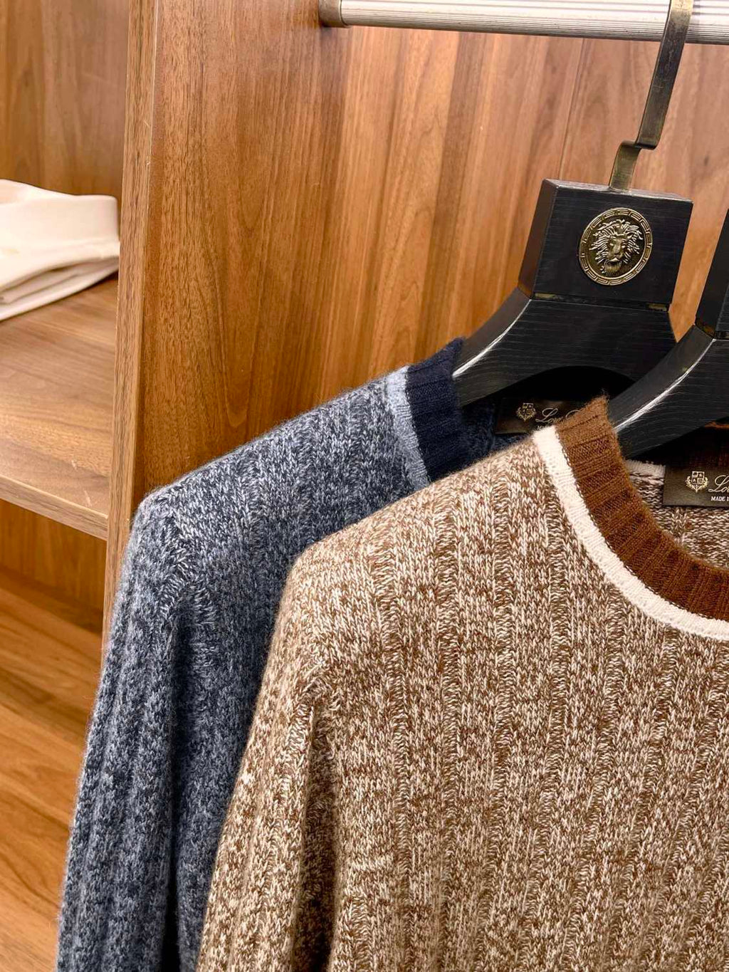 Loro Piana Men's Spring & Autumn Fashion Stripe Color Blocking Long Sleeve Knit Sweater Fit Cashmere Crew Neck Sweater Ngvp #9475