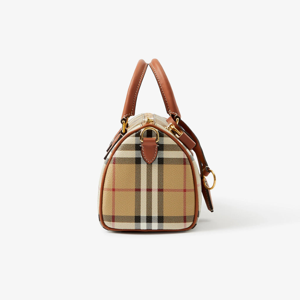 Burberry Women's Fashion Classic Letter Embossed Logo Adjustable Shoulder Strap Zipper Closure Mini Checkered Bowling Bag Bags 80713571 #79182