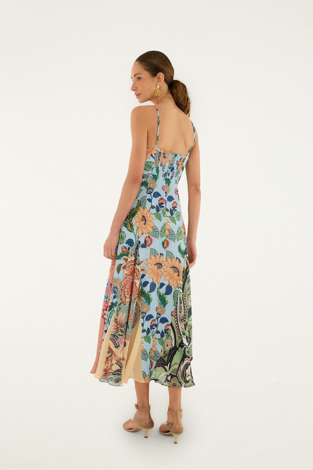 Light Blue Floral Delhi Sleeveless Maxi Dress