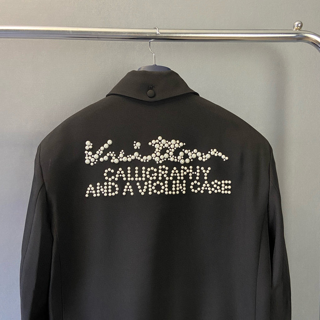 Louis Vuitton Men's Spring/Autumn Black Logo Letter Beaded Wool Long Sleeve Jacket #98171