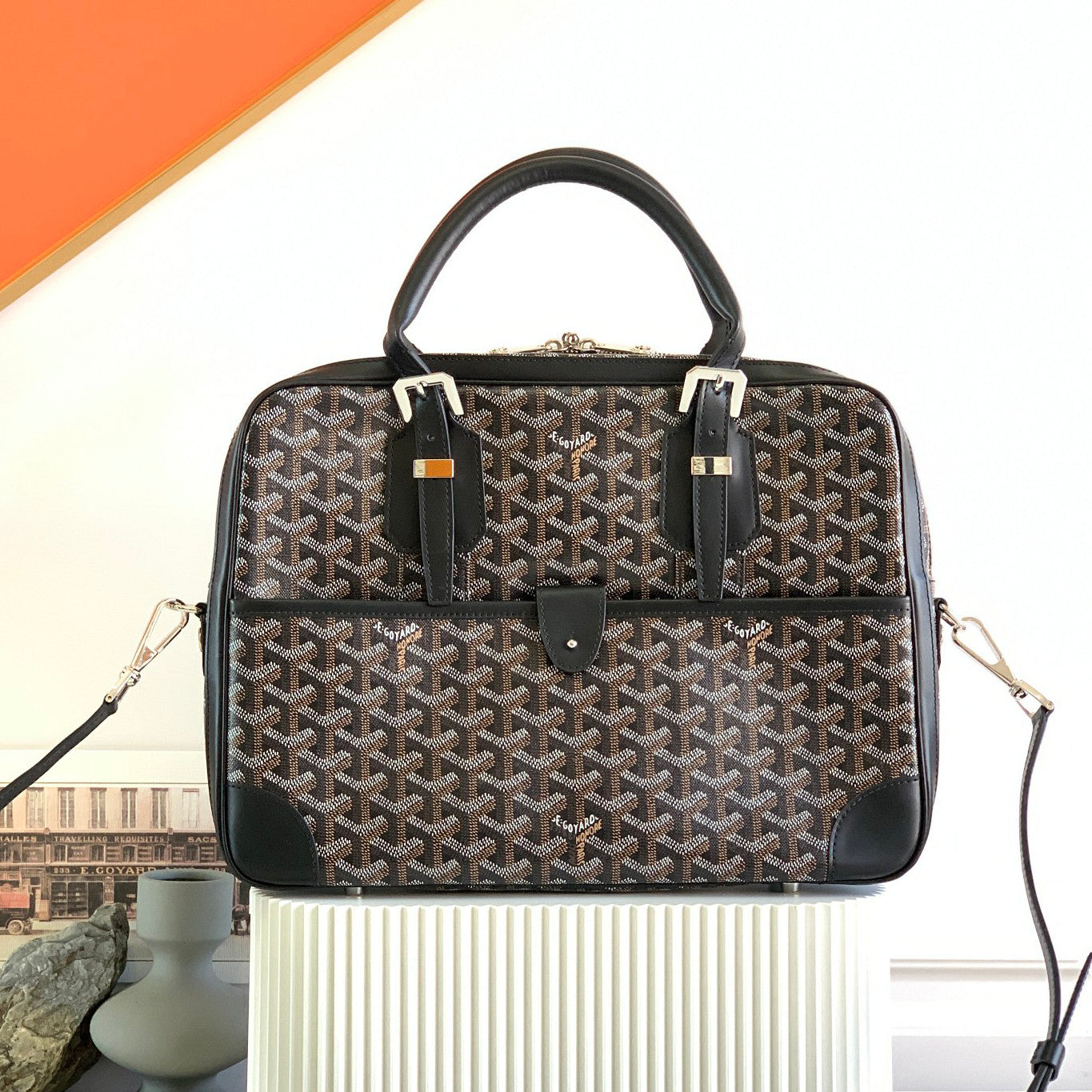 Goyard Men's & Women's Fashion Classic Distressed Full Print Zipper Closure Leather Handle Briefcase Tote Bag Bags #79434