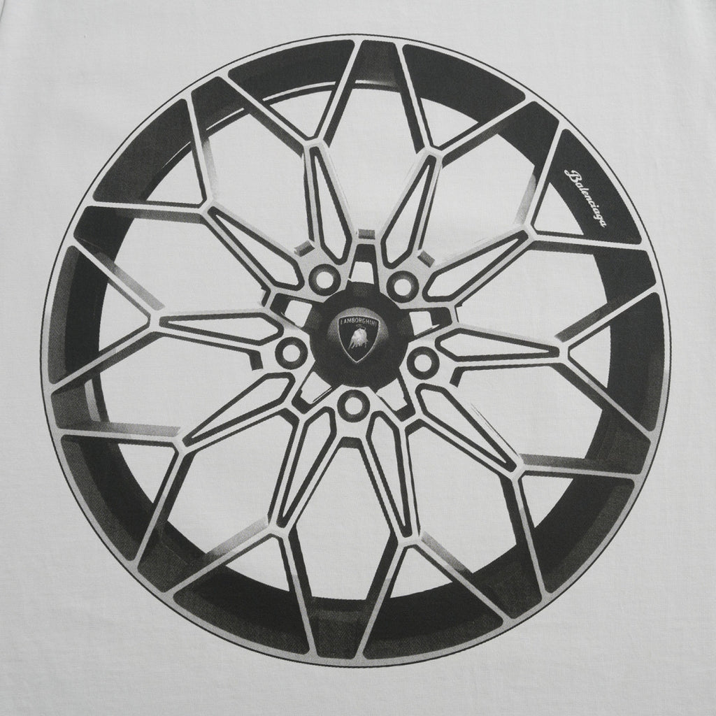 Balenciaga x Lamborghini  Men's and Women's Summer Car Print Round Neck Regular Fit Cotton Short Sleeve T-Shirt #74769