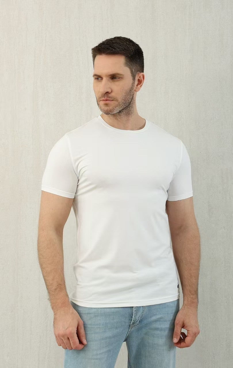 Ermenegildo Zegna Men's Summer Solid Color Cotton Crew Neck Short Sleeve T-Shirt - Breathable & Casual Summer Wear #75691