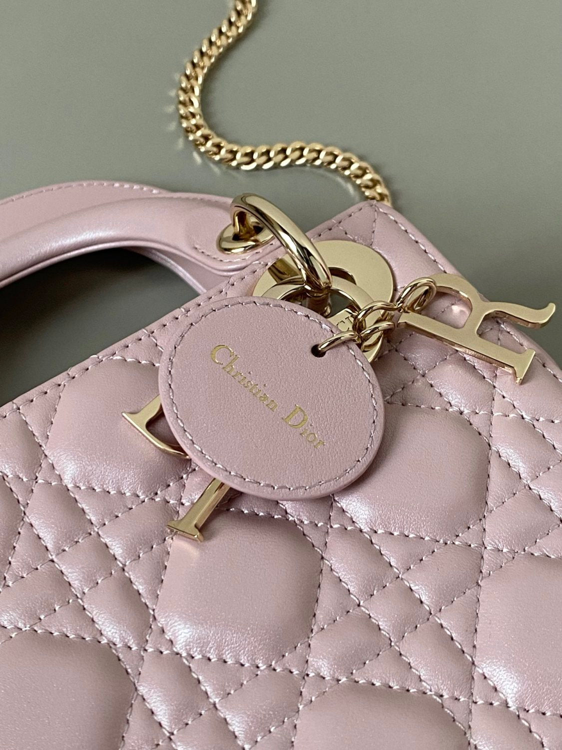 Dior Lady Women's Solid Color Metal Pendant Removable Chain Shoulder Strap Wicker Pattern Sheepskin Leather Single Shoulder Crossbody Handbag Bag Bags #77983