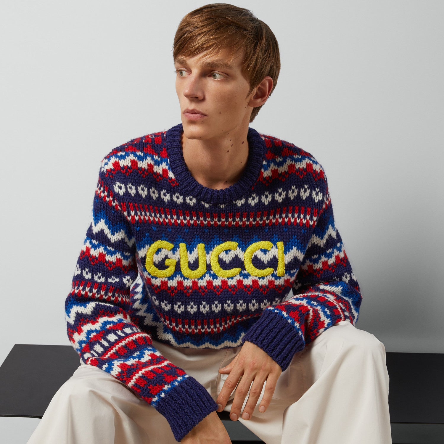 Gucci Men's Autumn And Winter Logo Letters He Small Text Print Round Neck Long Sleeve Jumper Pullover #97872