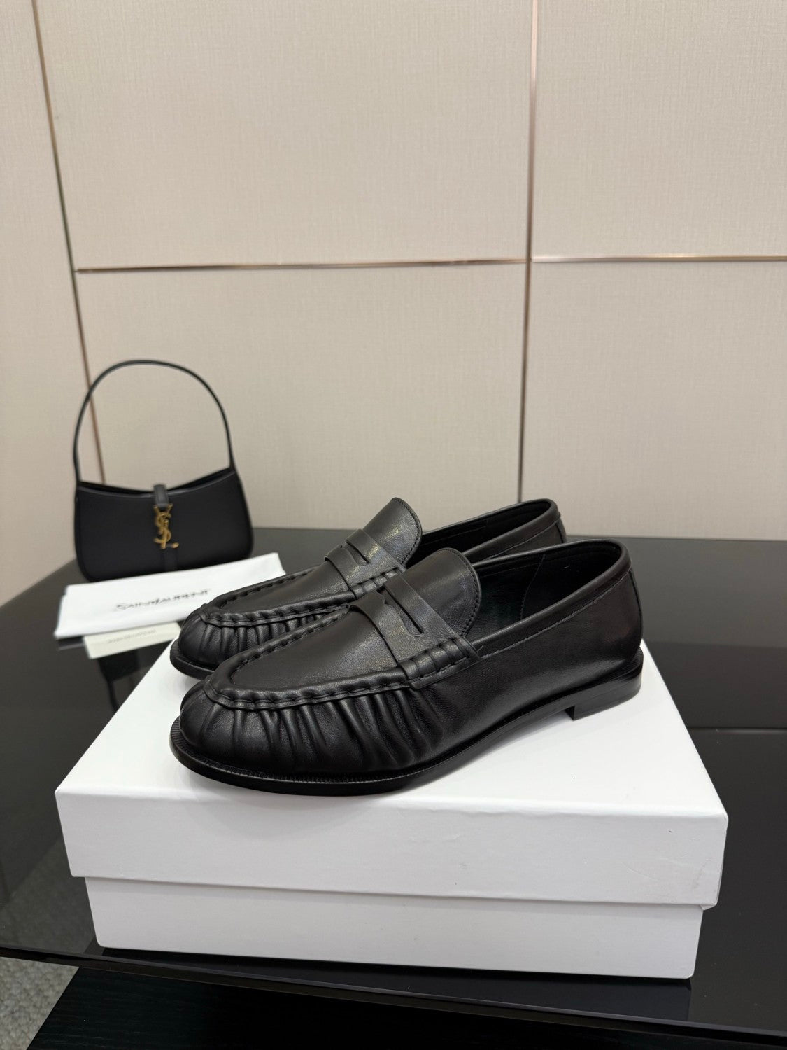 Saint Laurent Women's Autumn/Winter Fashion Casual Sheepskin Suede Round Toe Slip On Flat Loafers Casual Shoes #78376