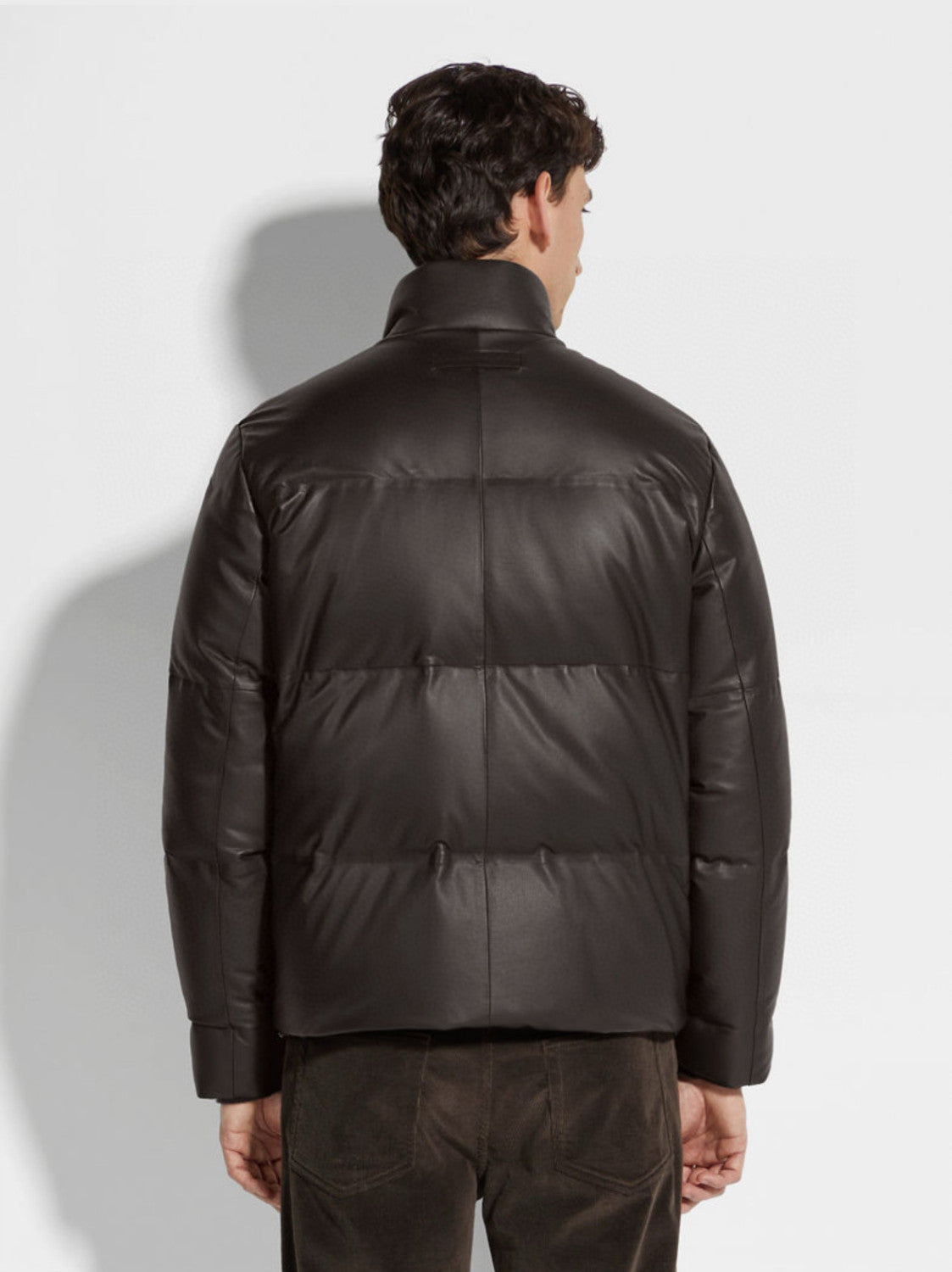 Ermenegildo Zegna Men's Fall And Winter Leather Down Zipper Stand-up Collar Jacket Temperament Casual Fashion Warm Jacket Ngvp #2644