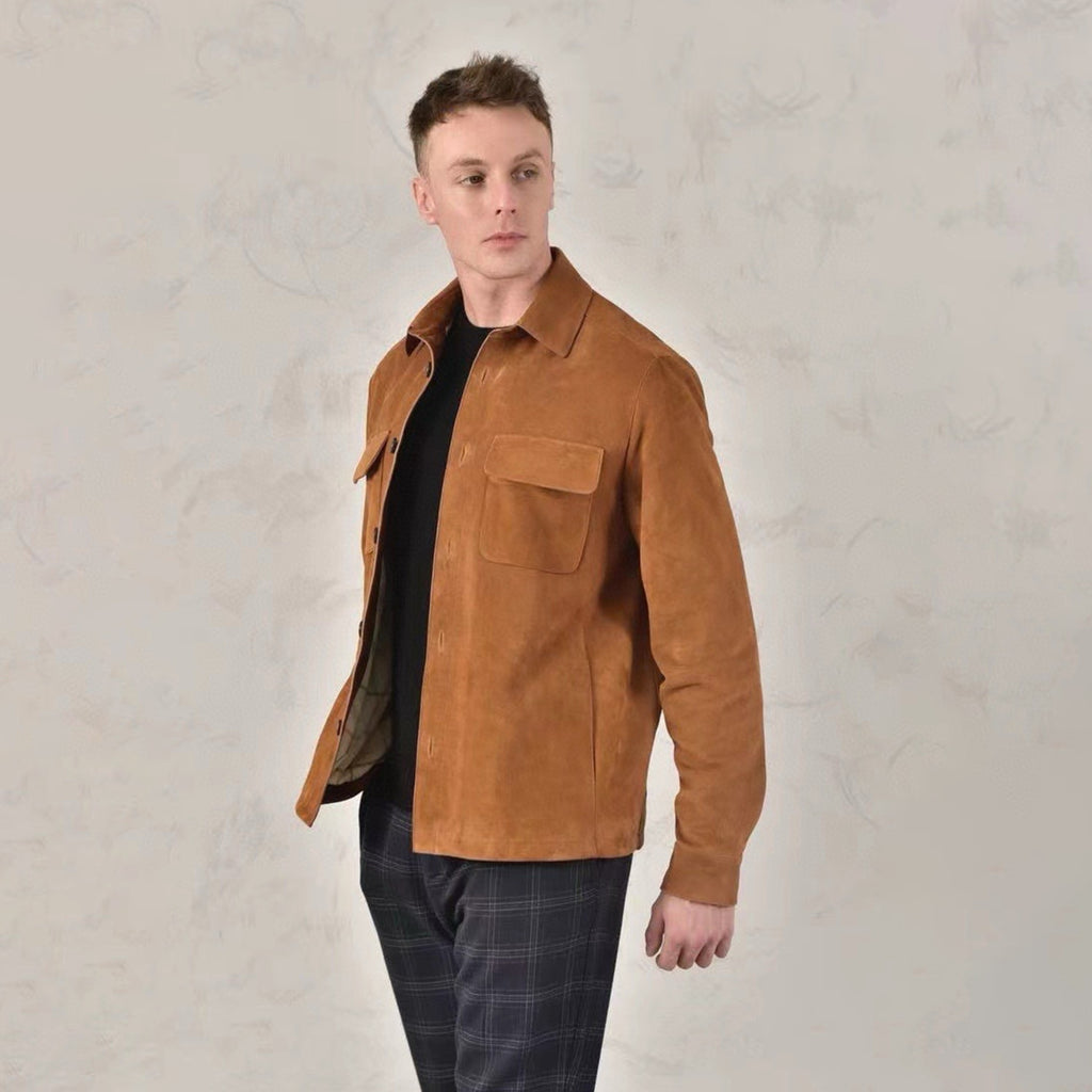 Loro Piana Men's Spring And Fall Fashion Lapel Suede Single-breasted Casual Temperament British Work Wind Jacket Ngvp #7928