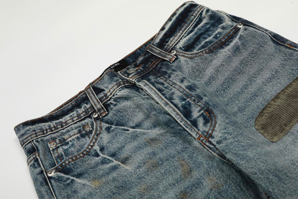 Enfants Riches Deprimes Men's & Women's Four-Season Distressed Patchwork Embroidered Mid-Rise Flared Jeans Casual Solid-Color Denim Pants Ngvp #2715