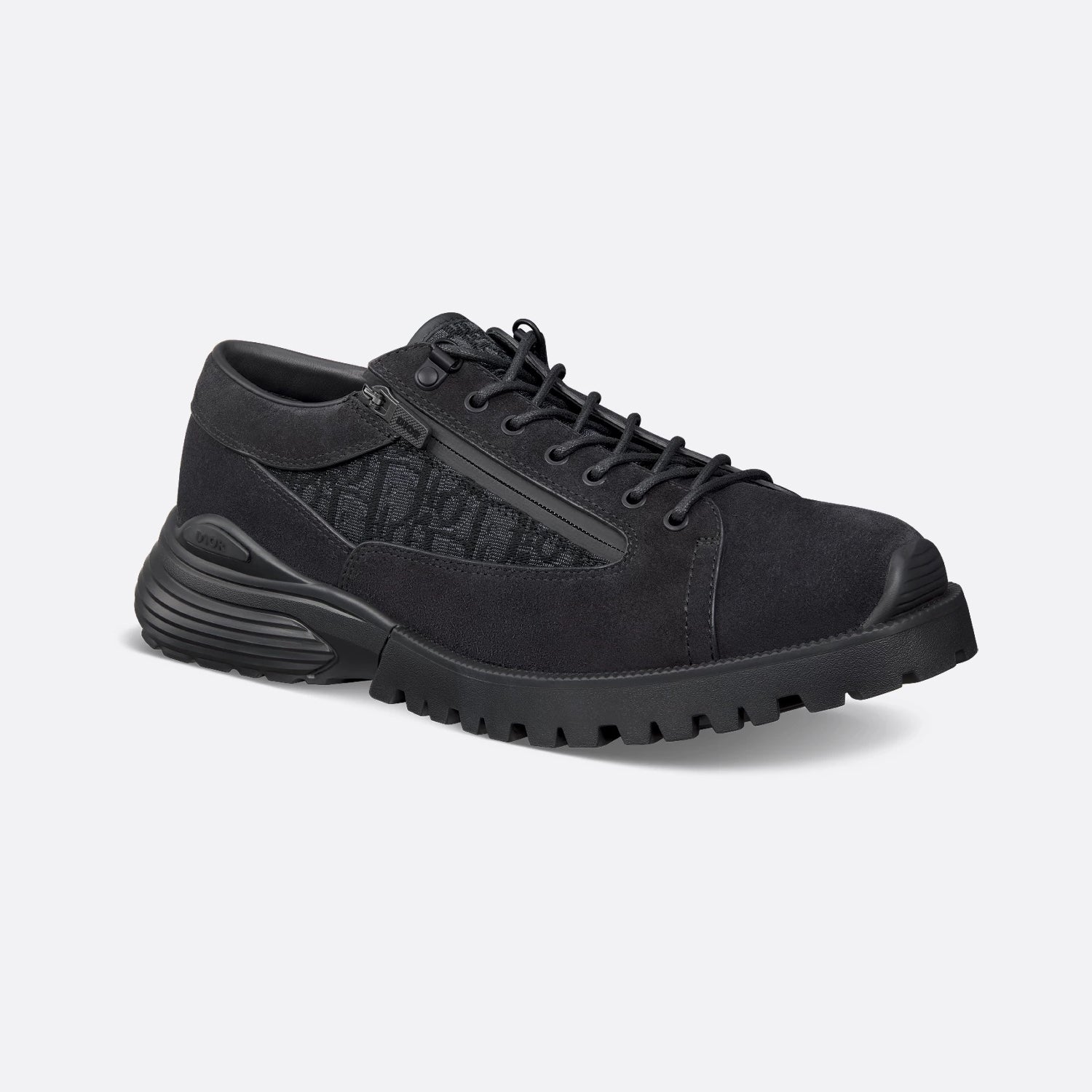 DIOR Comba Men's and Women's Spring/Summer Fashion Casual Solid Color Round Toe Lace Up Suede and Oblique Print Fabric Blend Casual Sneakers Shoes #78729