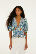 Off-White Flora Tile Smocked  Blouse