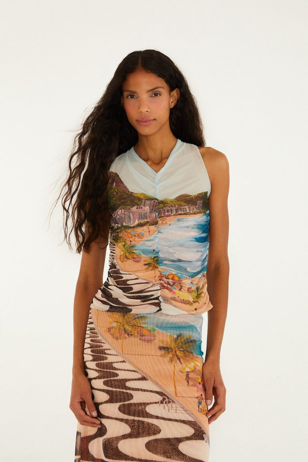 Multicolor Copacabana Beach Sleeveless Blouse