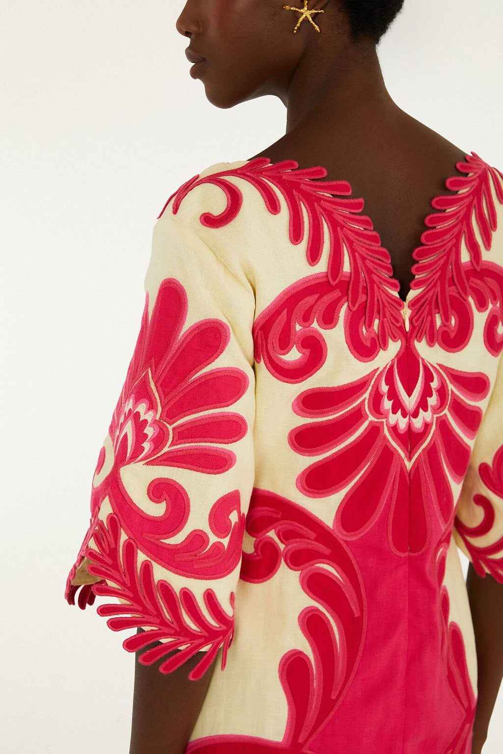 Pink Spring Arabesc Embroidered Mini Dress