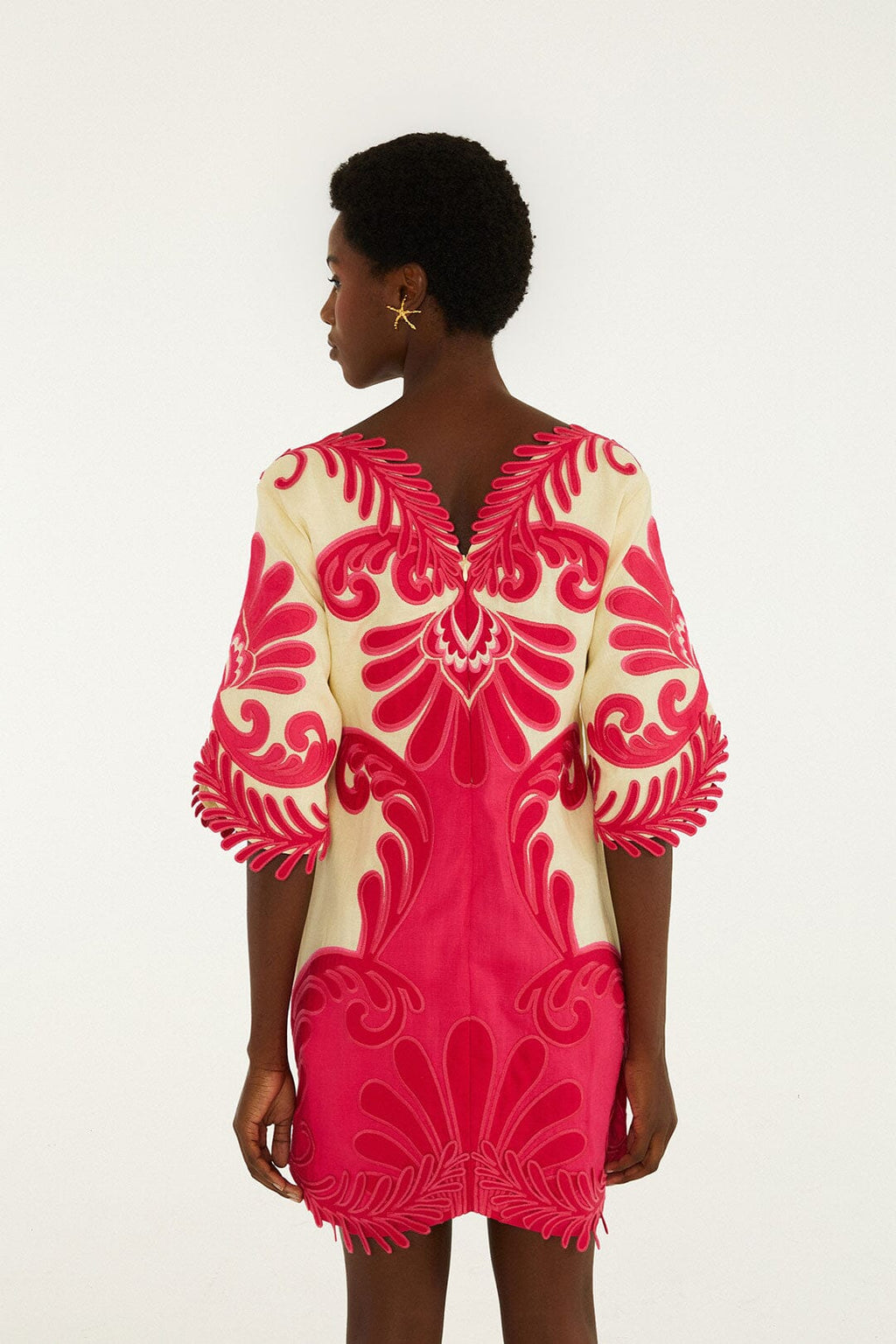 Pink Spring Arabesc Embroidered Mini Dress