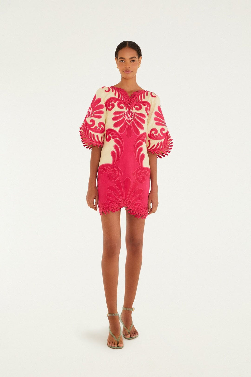 Pink Spring Arabesc Embroidered Mini Dress