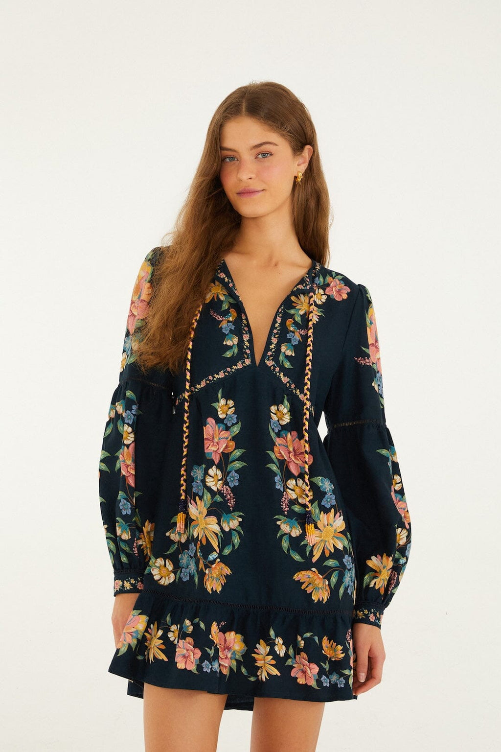 Dark Blue Maira Floral Mini Dress