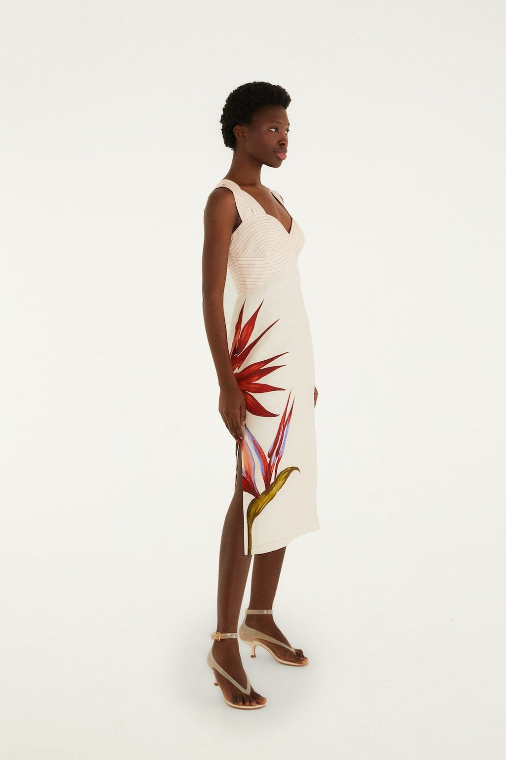Sand Strelitzia Midi Dress