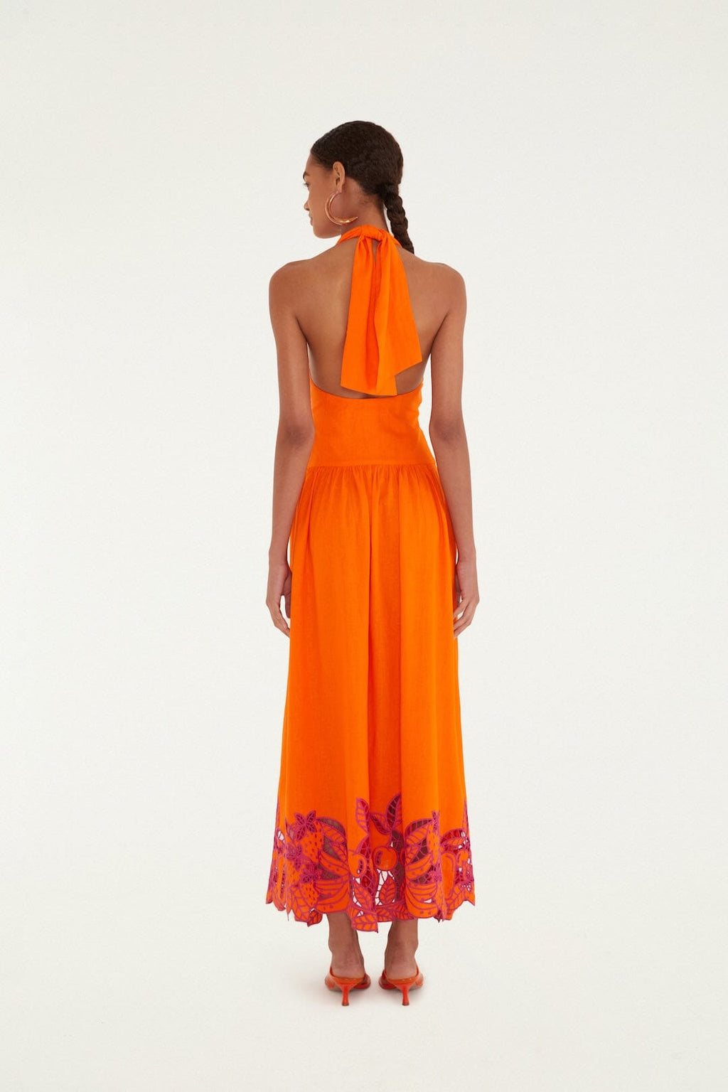 Orange Fruit Richelieu Artisanal Maxi Dress