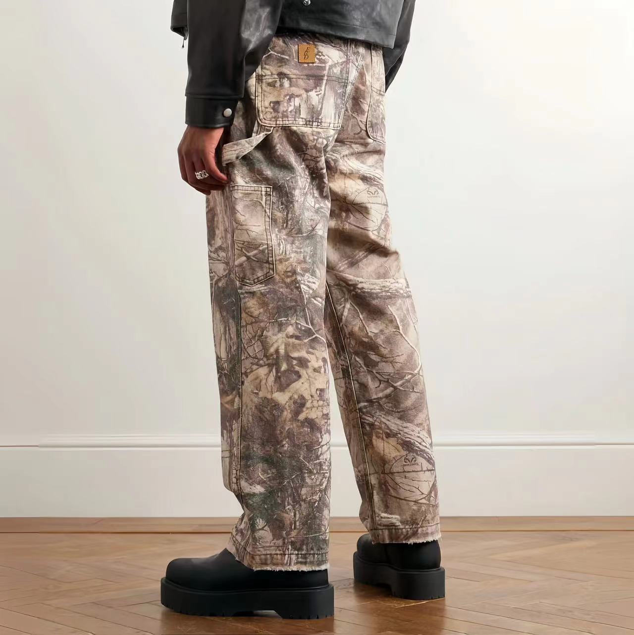 Enfants Riches Deprimes Men's Autumn And Winter Pattern Printed Zipper Slim Low Waisted Camouflage Aged Casual Work Pants Ngvp #7732