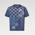 Louis Vuitton x Men's Letter Print Plaid Knit Summer Crew Neck Short Sleeve Solid Color T-Shirt #81354