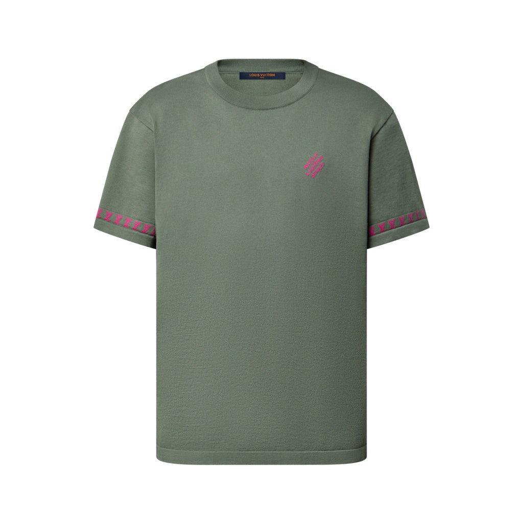 Louis Vuitton Men's Summer Jacquard Pattern Cotton Round Neck Short Sleeve T-Shirt #77654