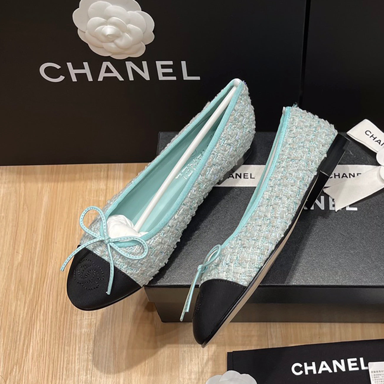 Chanel Women's Spring/Summer Solid Color Tweed Fabric Ballet Flats Shoes #77753