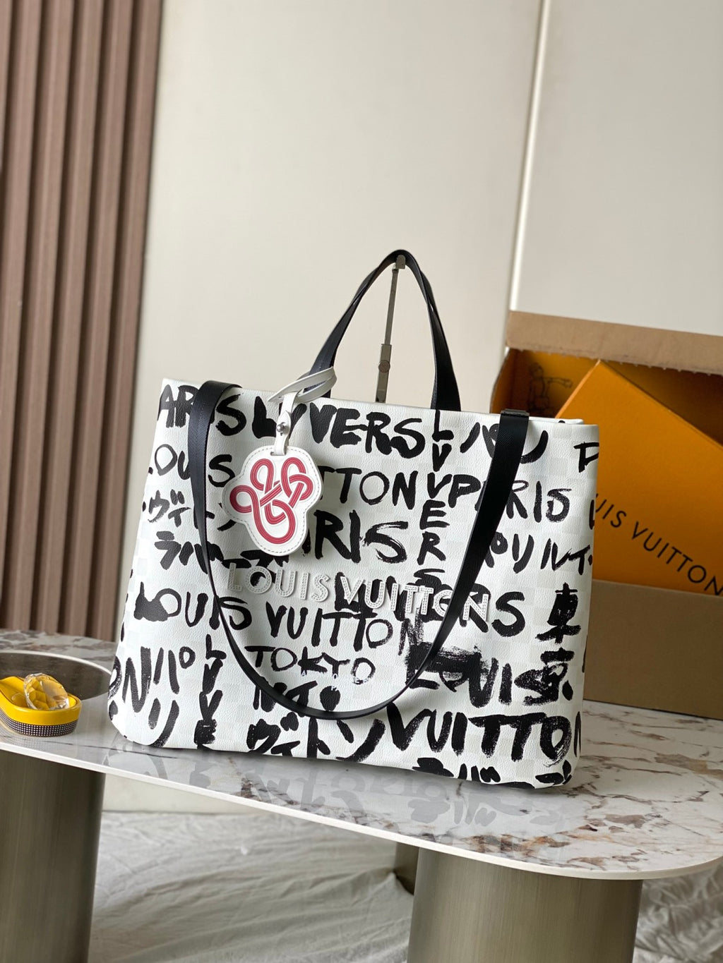 LOUIS VUITTON x Men's and Women's Shopper Tote Medium Bag Daily Cowhide Shopping Bag With Brand Logo Print #332254