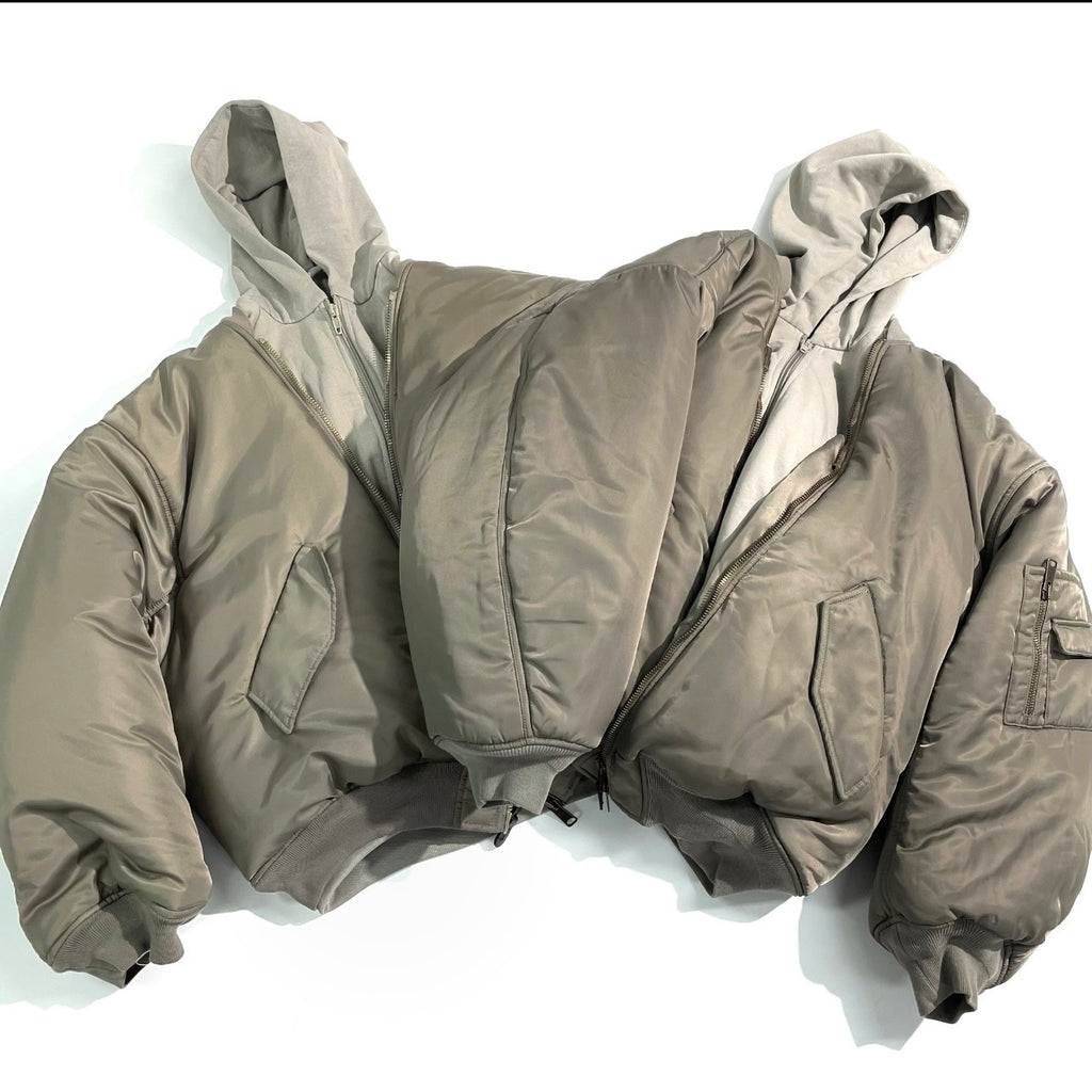 Balenciaga Men's And Women's Fall And Winter Splicing Loose Fit Hooded Zipper Long Sleeve Aviator Jacket #98216