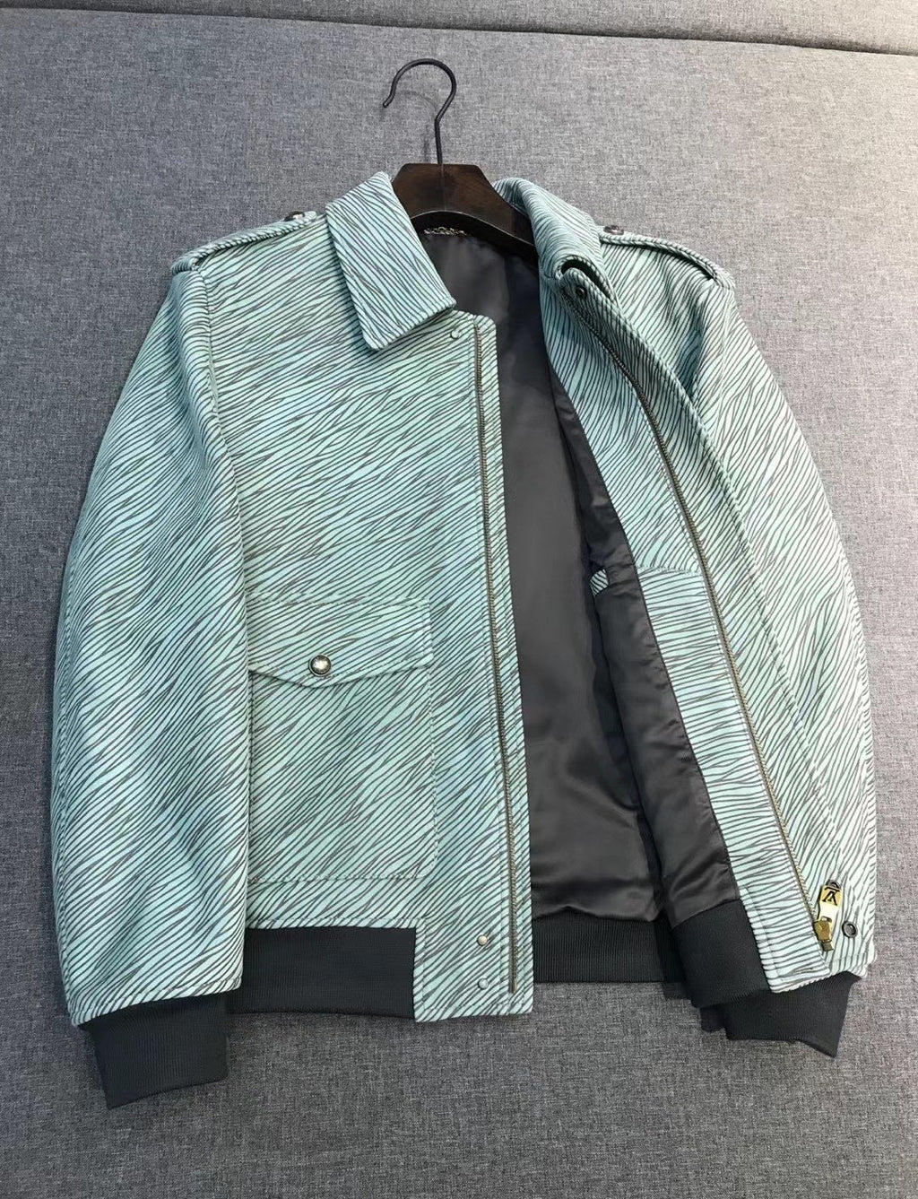 Louis Vuitton Men's And Women's Spring/Fall Fashion Casual Collared Letter Print Suede Long Sleeve Leather Jacket #328293