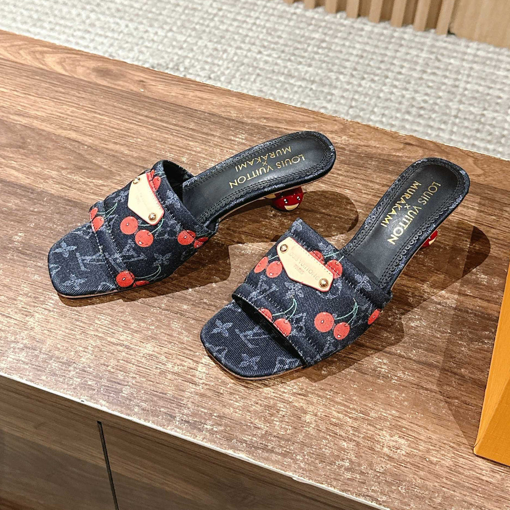 Louis Vuitton  x TM Lily Series Summer Logo Embroidery Solid Color Cool Slippers With Exposed Toes And A Unique Heel Height Of 5.5cm Casual Shoes #81735