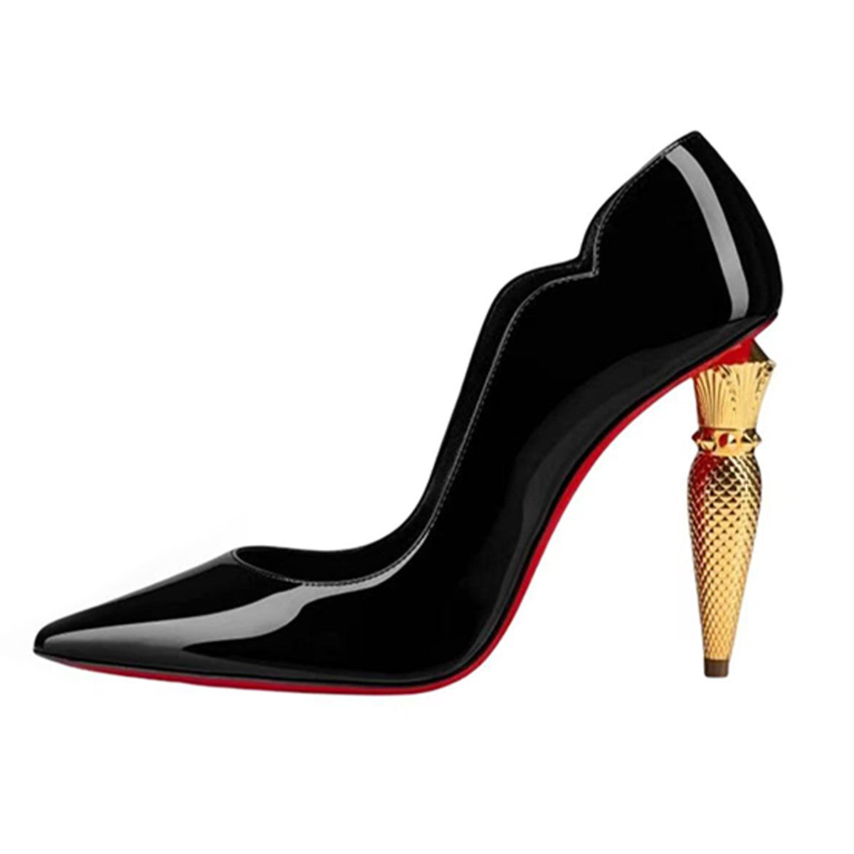 Christian Louboutin Lipchick Pump Series Hot Chick Shoe Style Cl Crepe Satin Rhinestone Embellishment Asymmetrical Heel High Heels 10cm Women's Black Nude Shoes Ngvp #1997